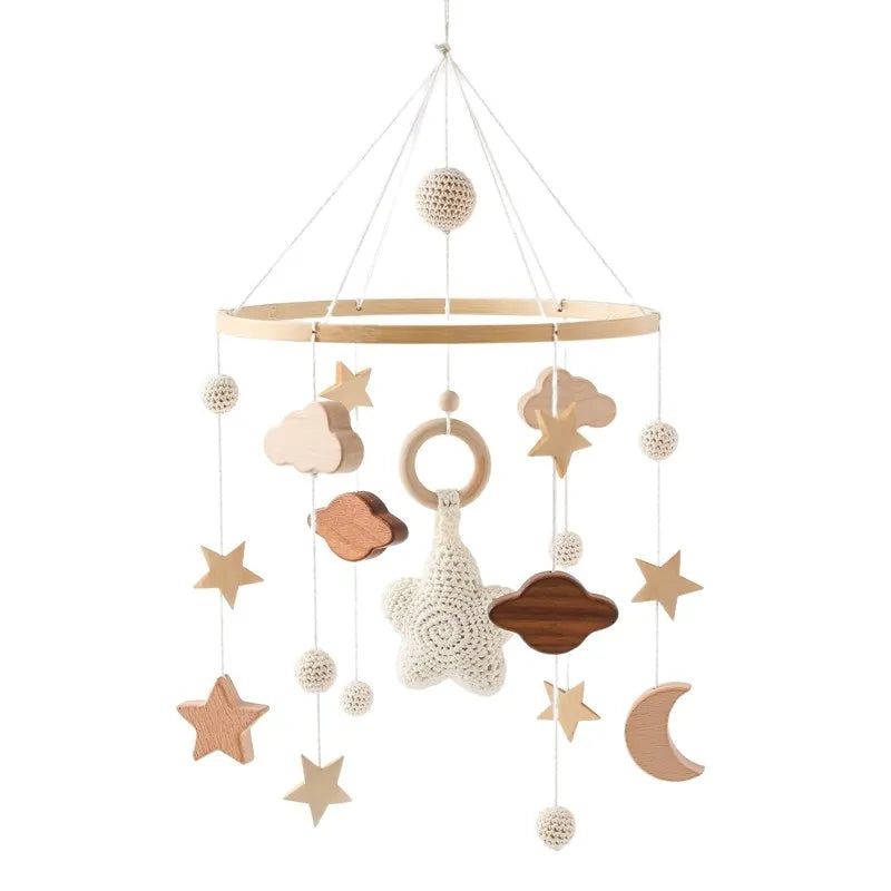 Dreamy Baby Wooden Crib Mobile – Soft Visual & Musical Hanging Toy for Newborns - Kid Zone