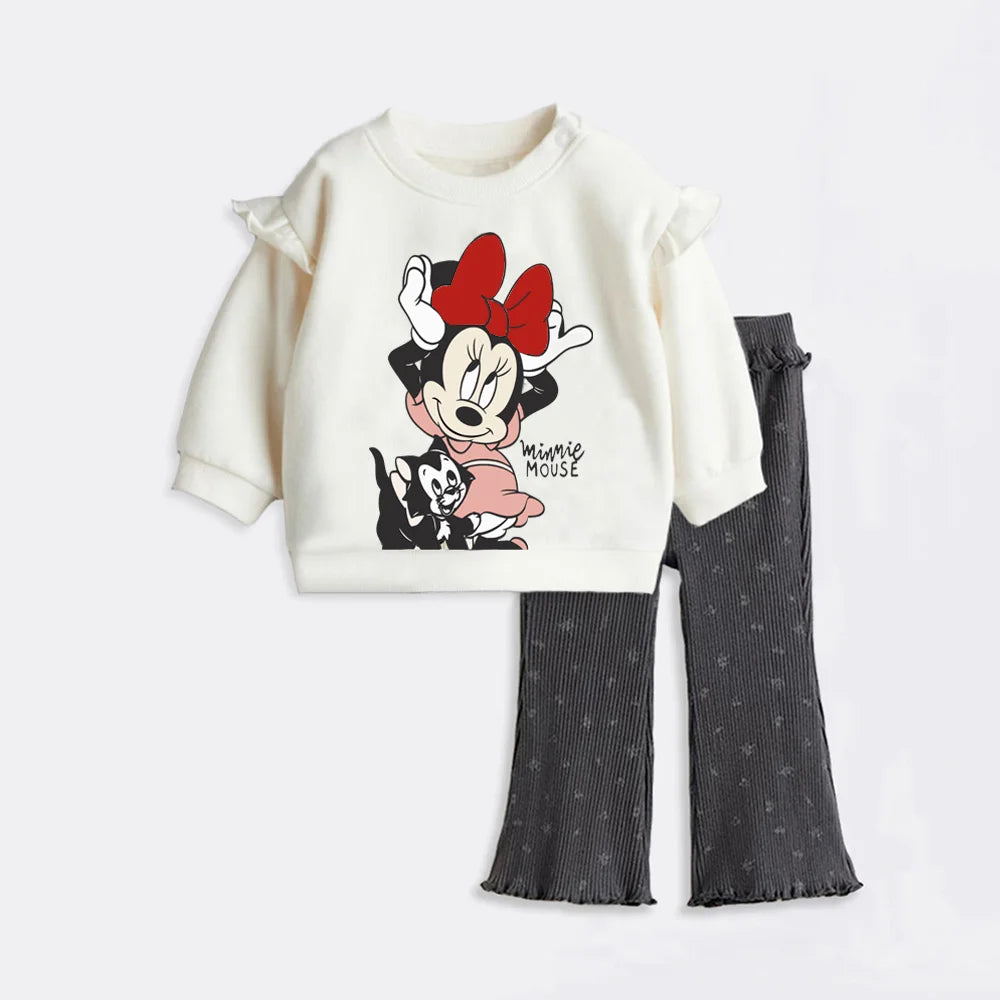 Baby Girl Spring Clothes – Long-Sleeve T-Shirt & Cartoon Leggings Set - Kid Zone