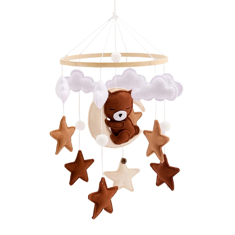 Dreamy Baby Wooden Crib Mobile – Soft Visual & Musical Hanging Toy for Newborns - Kid Zone