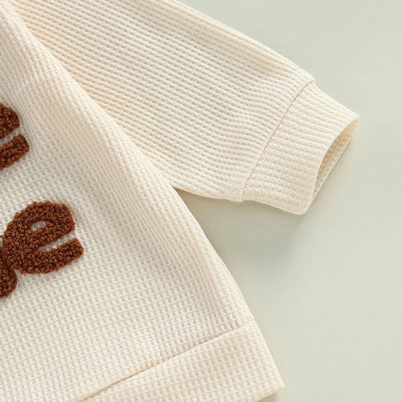 2-piece baby set - embroidered letter sweatshirt + elasticated pants