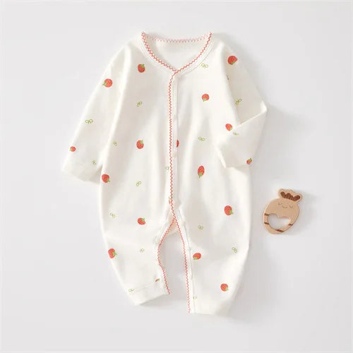 Newborn Baby Girl Clothes – Long-Sleeve Cotton Romper with Cute Fall Print - Kid Zone