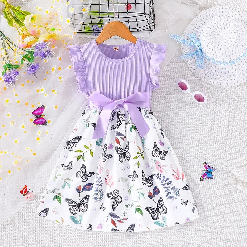 Trendy Baby Girl Clothes – Multicolor Butterfly Dress - Kid Zone