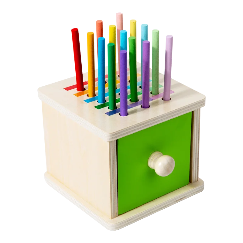 Montessori Wooden Stick Insertion & Color Sorting Box – Educational Fine Motor Learning Toy for Kids - Kid Zone