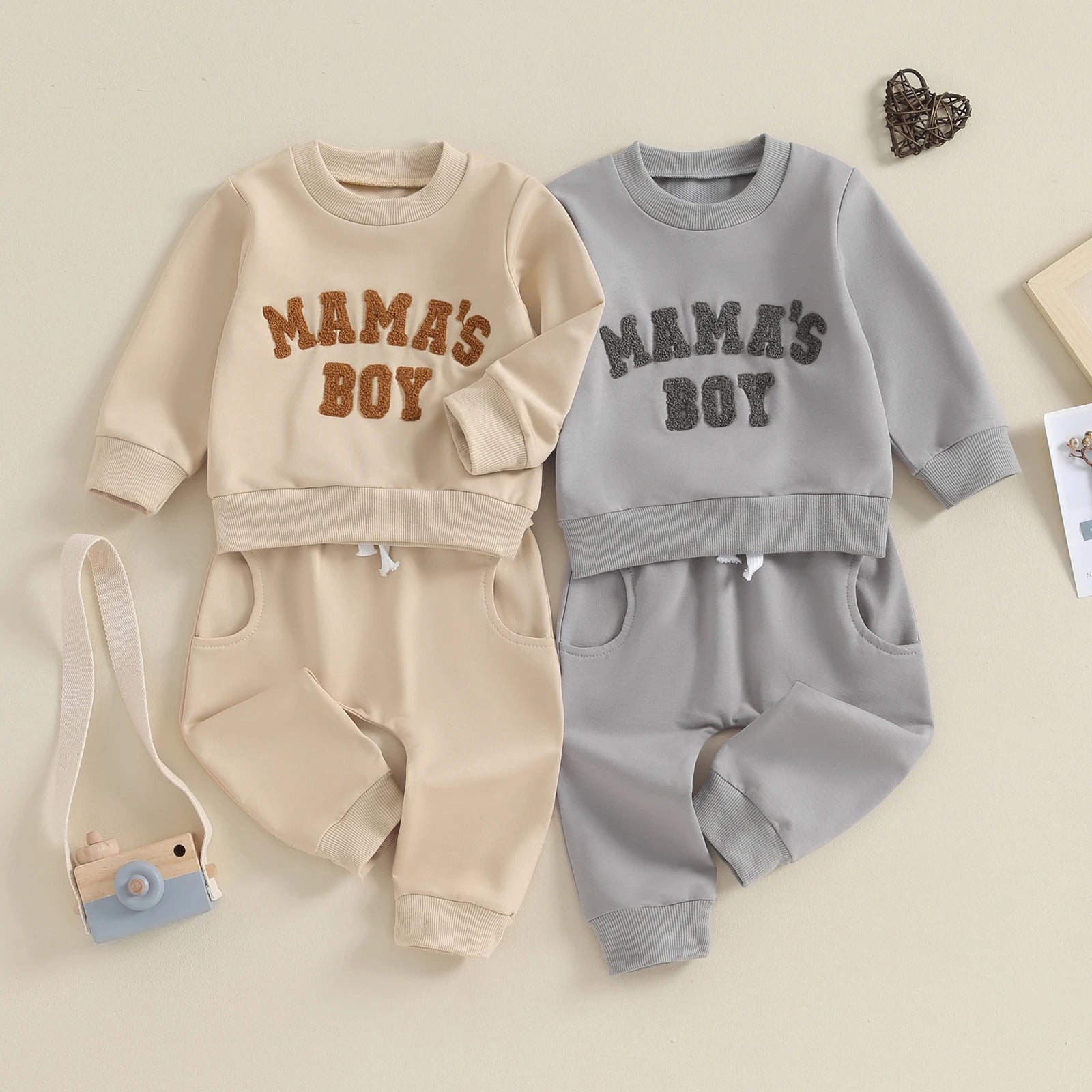 Cool Baby Boy Clothes – Embroidered Sweatshirt & Pocket Pants Set - Kid Zone