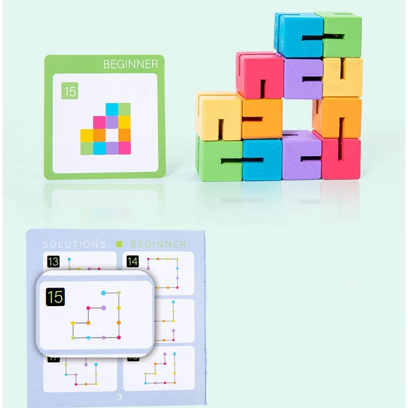 3D Wooden Building Blocks – Montessori Creative Construction Set (12 pcs) - Kid Zone