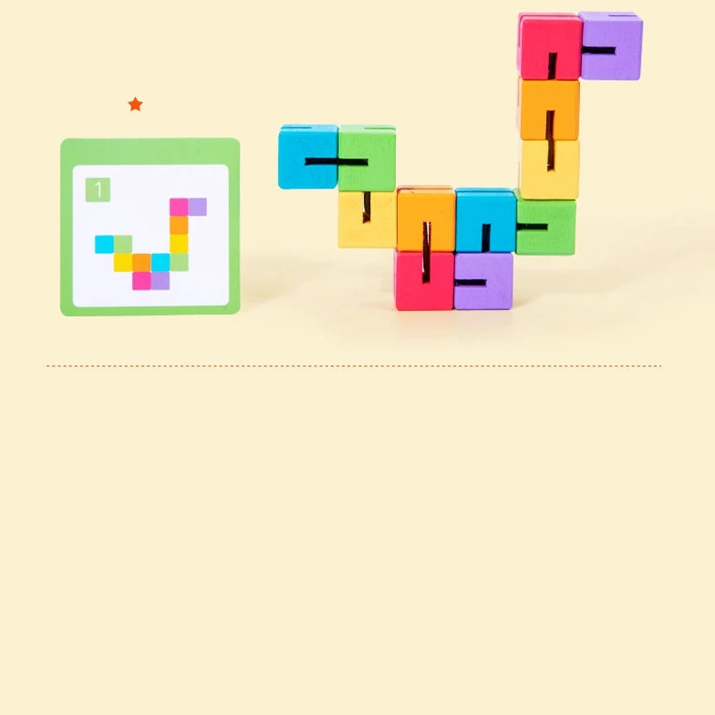 3D Wooden Building Blocks – Montessori Creative Construction Set (12 pcs) - Kid Zone