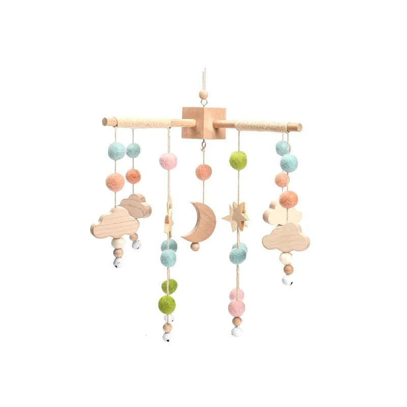 Dreamy Baby Wooden Crib Mobile – Soft Visual & Musical Hanging Toy for Newborns - Kid Zone