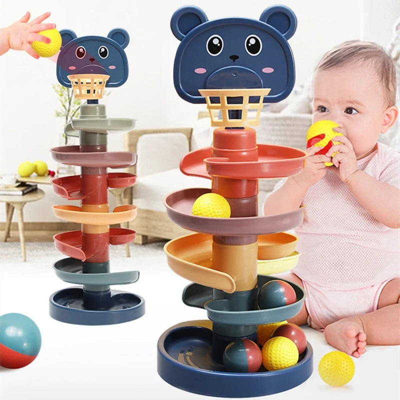 Montessori Ball Drop Tower – Rotating Track Development Toy for Toddlers - Kid Zone