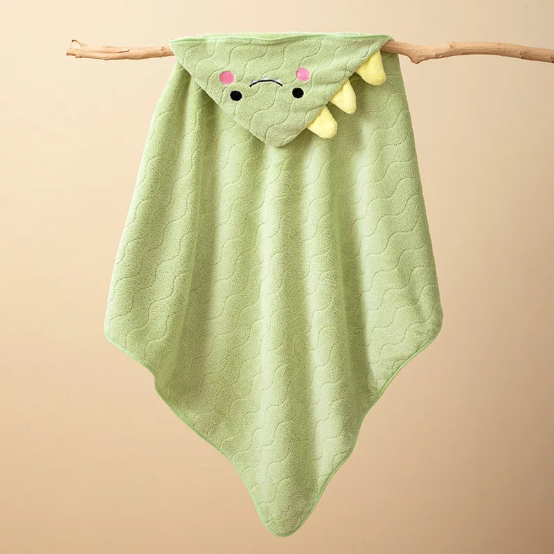 Coral Fleece Baby Bathrobe – Soft Hooded Wrap Towel for Kids - Kid Zone