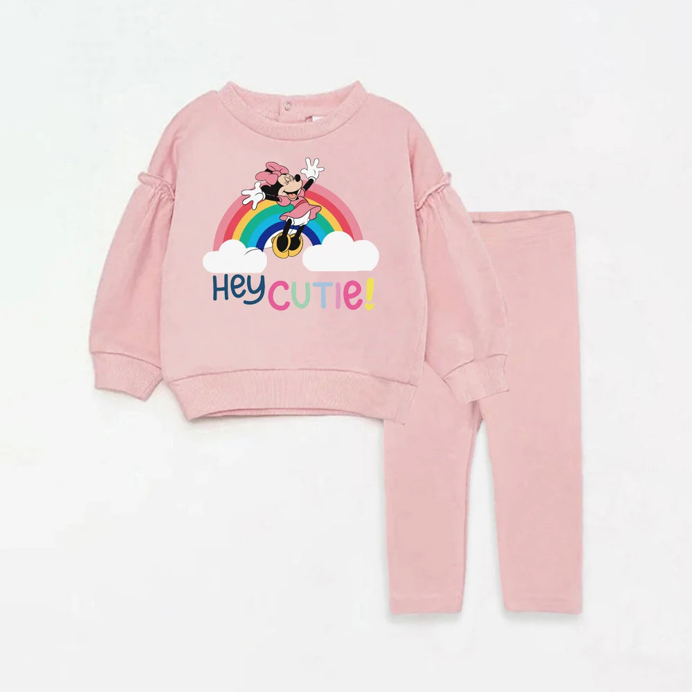 Baby Girl Spring Clothes – Long-Sleeve T-Shirt & Cartoon Leggings Set - Kid Zone