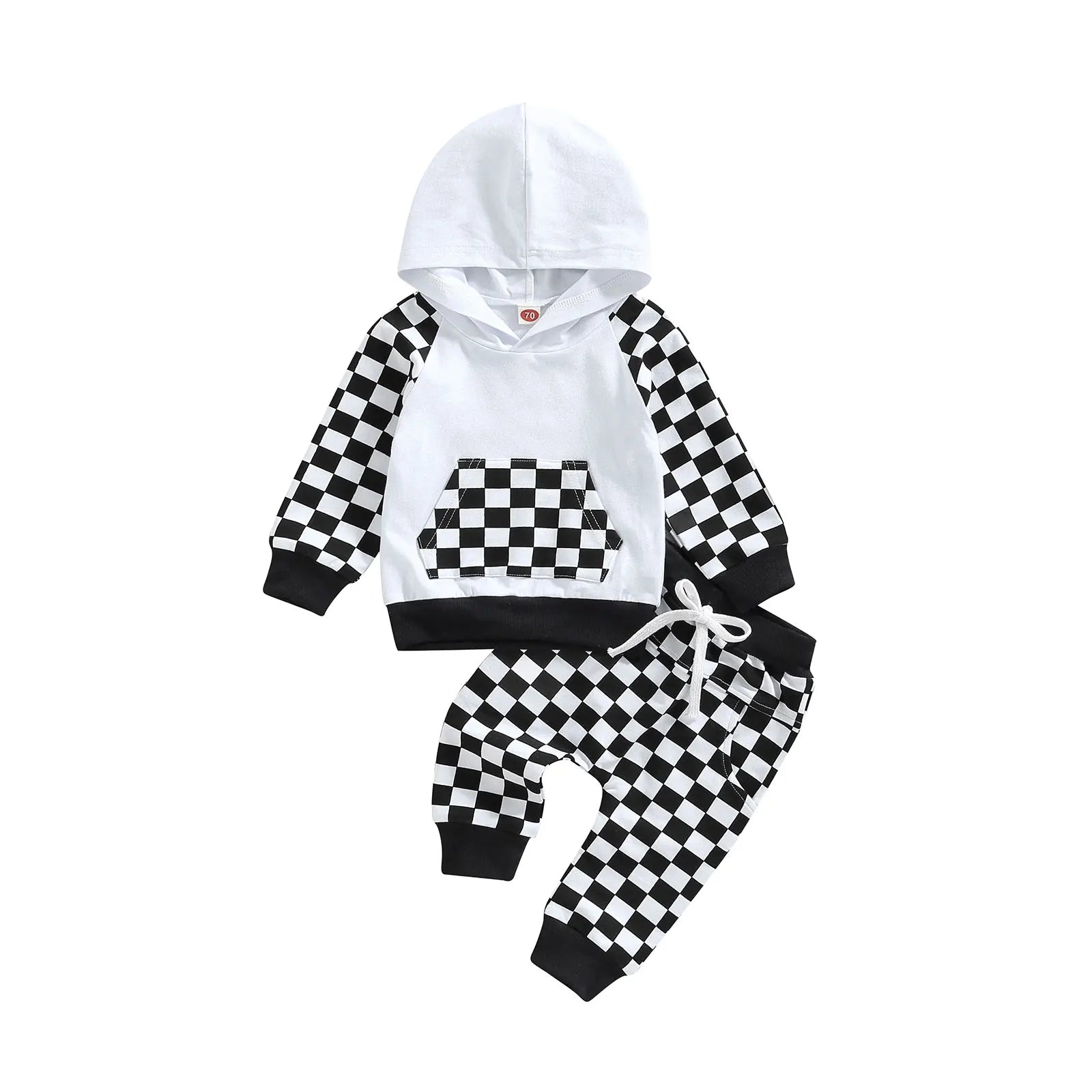 Baby Boy Winter Clothes – Long-Sleeve Plaid Hoodie 2-Piece Outfit - Kid Zone