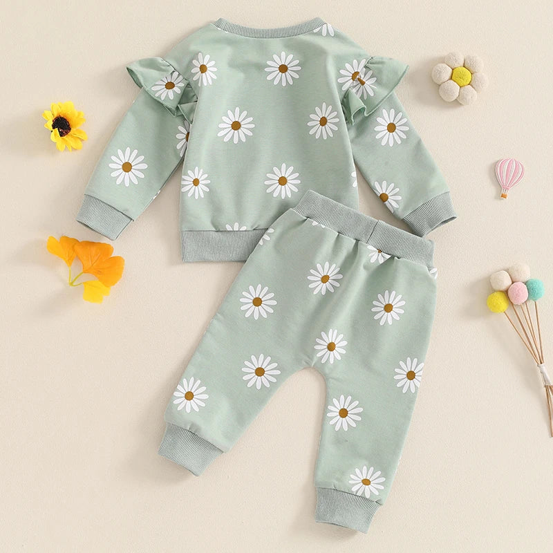 Cute Baby Girl Clothes – 2-Piece Floral Sweatshirt Set - Kid Zone