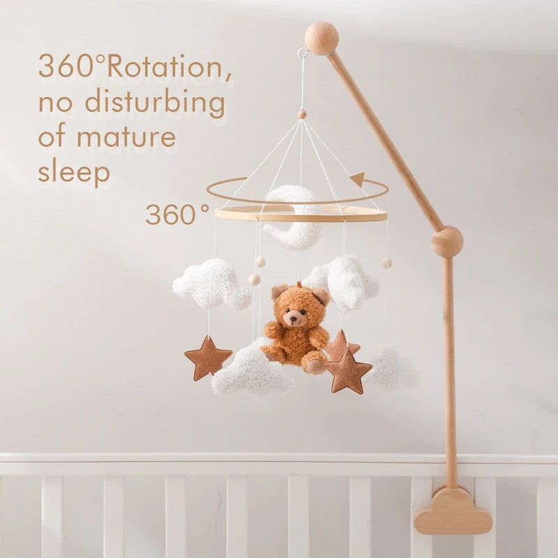 Dreamy Baby Wooden Crib Mobile – Soft Visual & Musical Hanging Toy for Newborns - Kid Zone