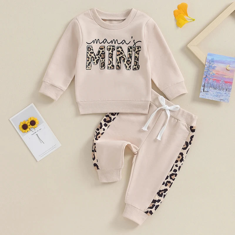 Little girls' fall set - long-sleeved sweater with suspender pants
