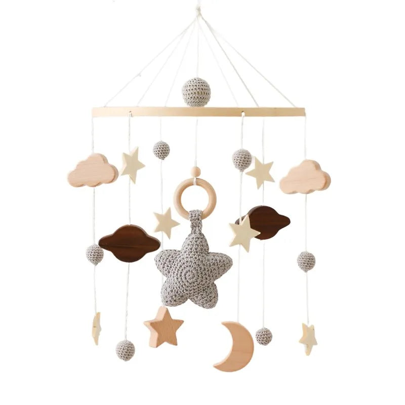 Dreamy Baby Wooden Crib Mobile – Soft Visual & Musical Hanging Toy for Newborns - Kid Zone
