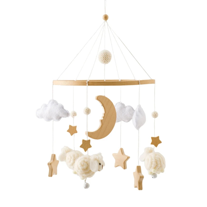 Dreamy Baby Wooden Crib Mobile – Soft Visual & Musical Hanging Toy for Newborns - Kid Zone