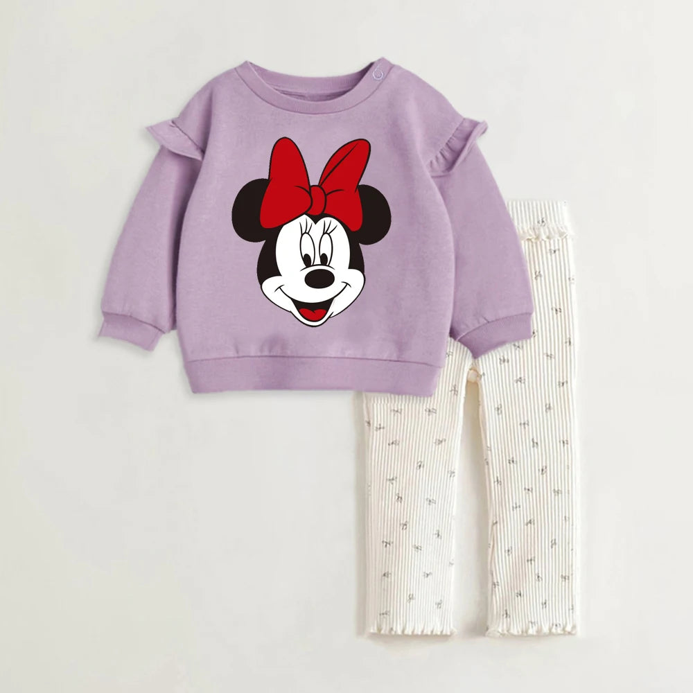 Baby Girl Spring Clothes – Long-Sleeve T-Shirt & Cartoon Leggings Set - Kid Zone