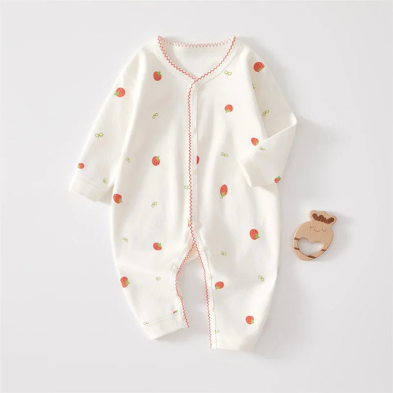 Newborn Baby Girl Clothes – Long-Sleeve Cotton Romper with Cute Fall Print - Kid Zone