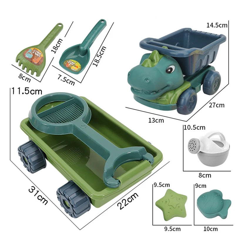 Dinosaur Beach Sand Play Set – Dump Truck, Sand Molds & Digging Tools - Kid Zone