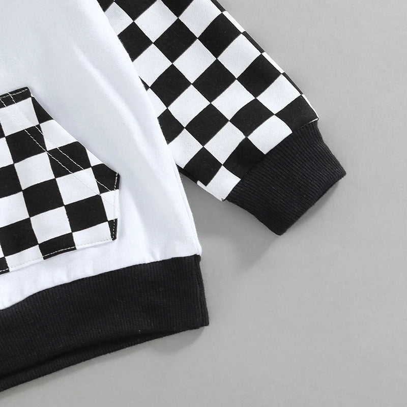 Baby Boy Winter Clothes – Long-Sleeve Plaid Hoodie 2-Piece Outfit - Kid Zone