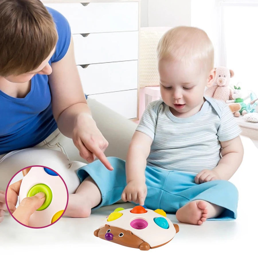 Montessori Sensory Hedgehog Toy – Soft Motor-Skill Development Spinner for Babies & Toddlers - Kid Zone