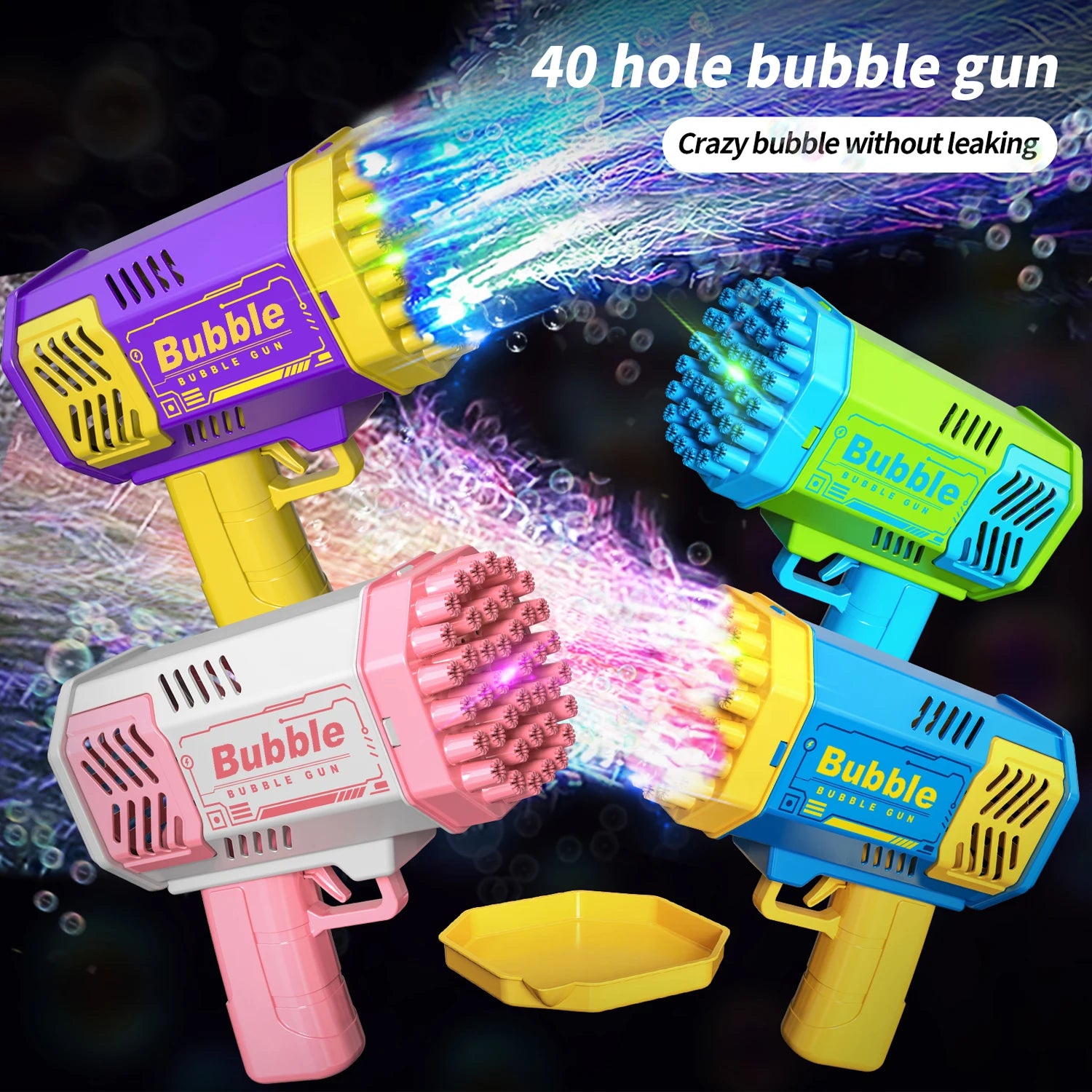 Galaxy LED Bubble Gun – 40-Hole High-Output Bubble Blaster for Kids - Kid Zone