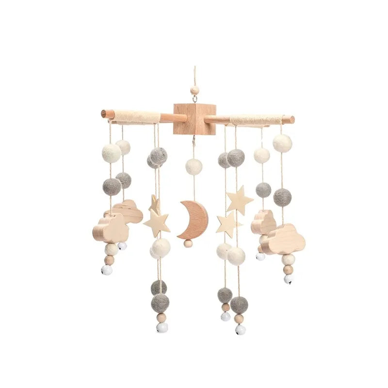 Dreamy Baby Wooden Crib Mobile – Soft Visual & Musical Hanging Toy for Newborns - Kid Zone