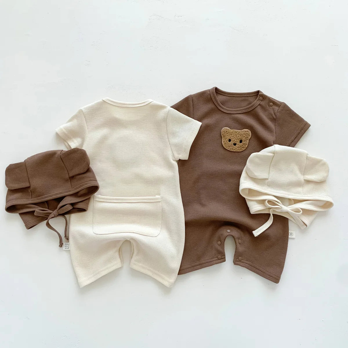Baby Bear Cotton Jumpsuit with Ear Hood – Cute Newborn & Infant Summer Outfit - Kid Zone