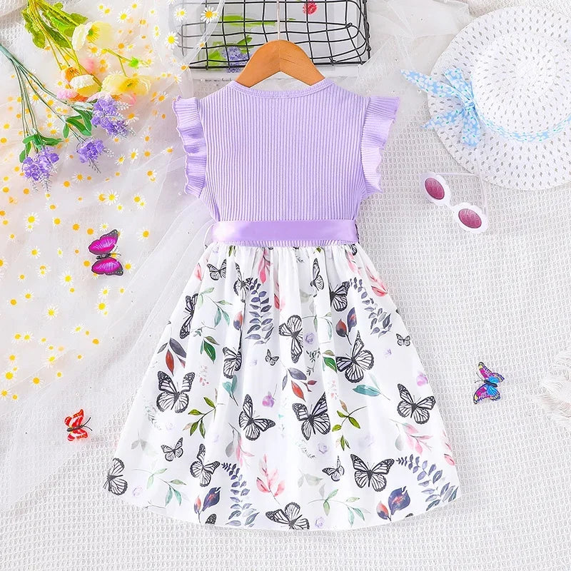 Trendy Baby Girl Clothes – Multicolor Butterfly Dress - Kid Zone