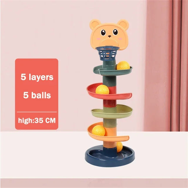 Montessori Ball Drop Tower – Rotating Track Development Toy for Toddlers - Kid Zone