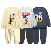 Baby Boy Fall Clothes – MINISO Cartoon Sweatshirt & Solid Pants Set - Kid Zone