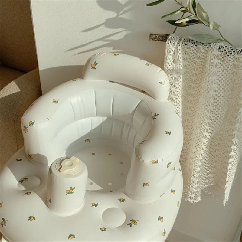 Inflatable baby seat with fruit pattern, ideal for playtime and baby essentials