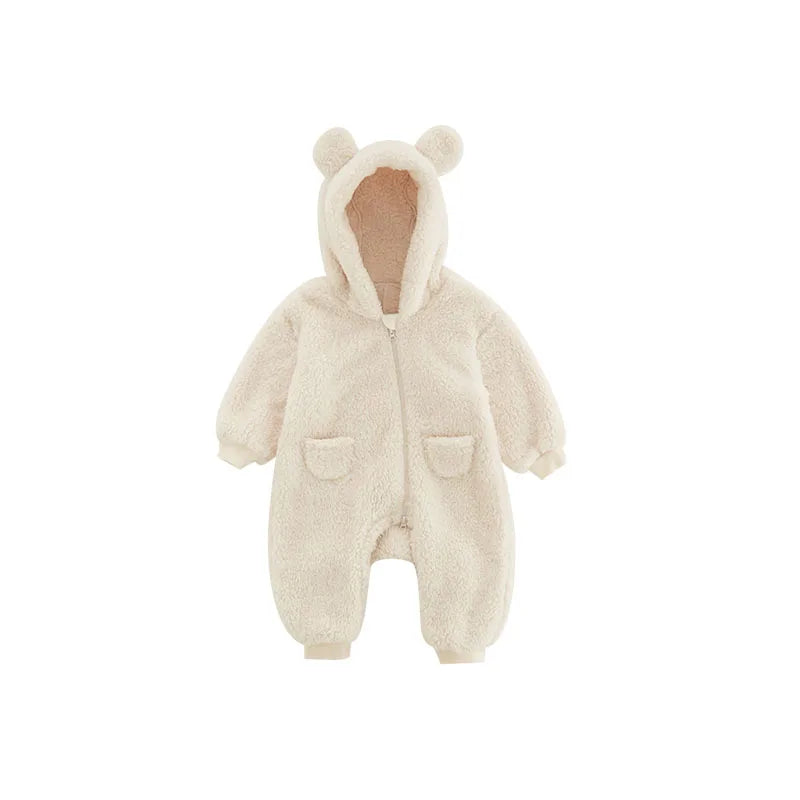 Baby Boy Winter Clothes – Warm Flannel Hooded Jumpsuit for Newborns & Infants - Kid Zone