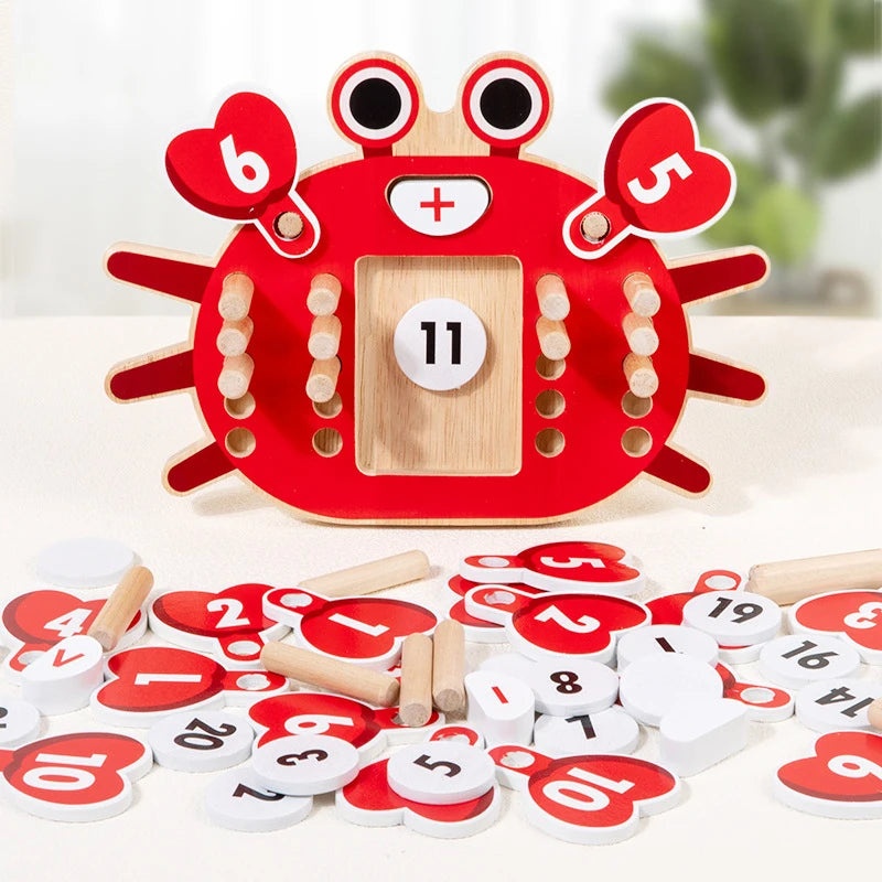 Wooden Crab Addition Game – Math Learning Board for Kids | Educational Learning Toys - Kid Zone