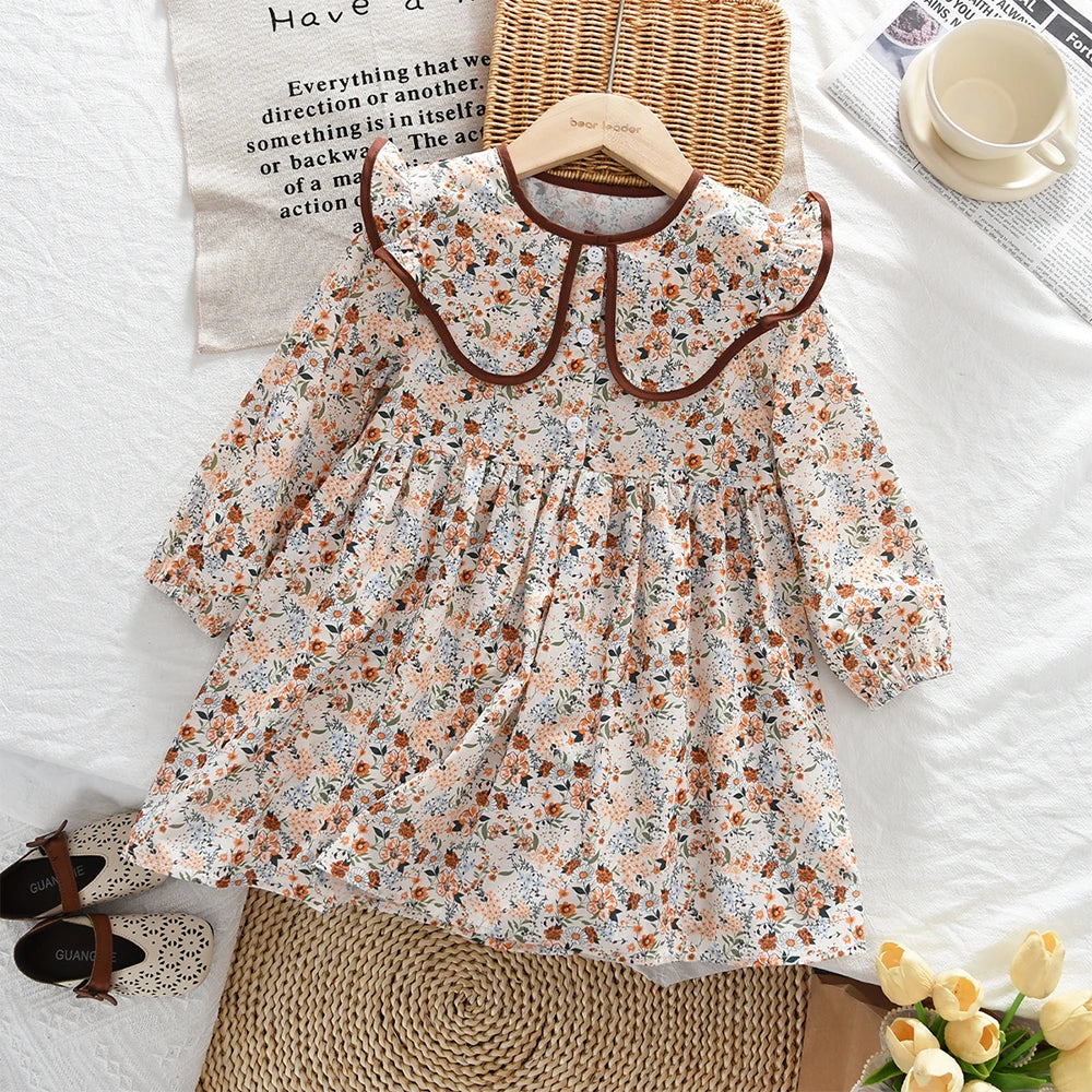 Vintage Baby Girl Clothes – Fall Peter Pan Collar Dress - Kid Zone