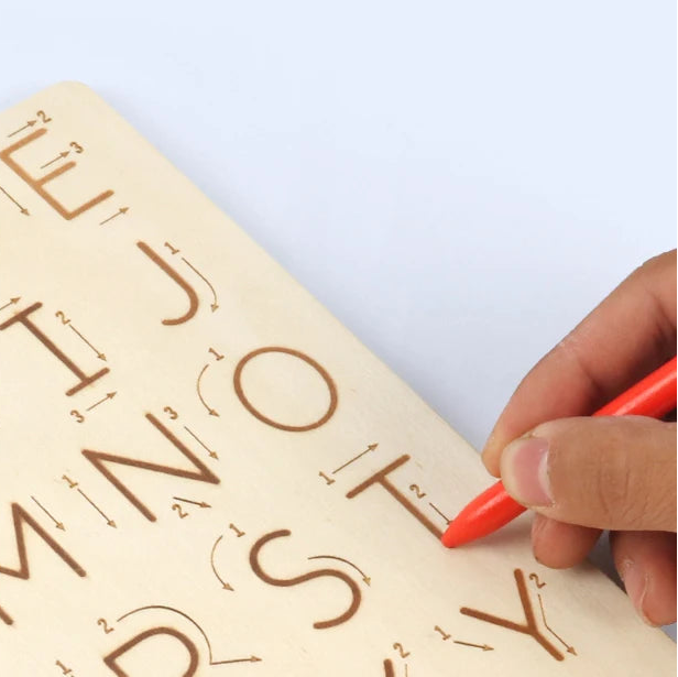 Montessori Wooden Alphabet Tracing Board – Educational Writing & Spelling Learning Toy for Kids - Kid Zone