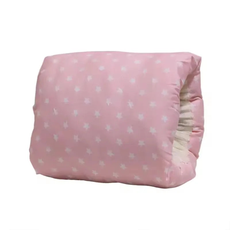 Pink baby pillow with white stars, soft infant bedding, Kid Zone baby essentials