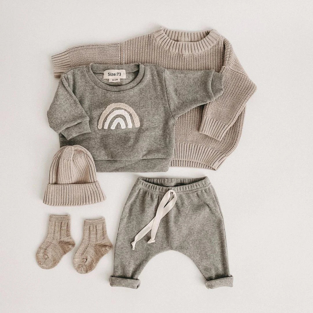 Infant Baby Boy Clothes – Fall & Spring Long-Sleeve Sweatshirt and Pants Set - Kid Zone