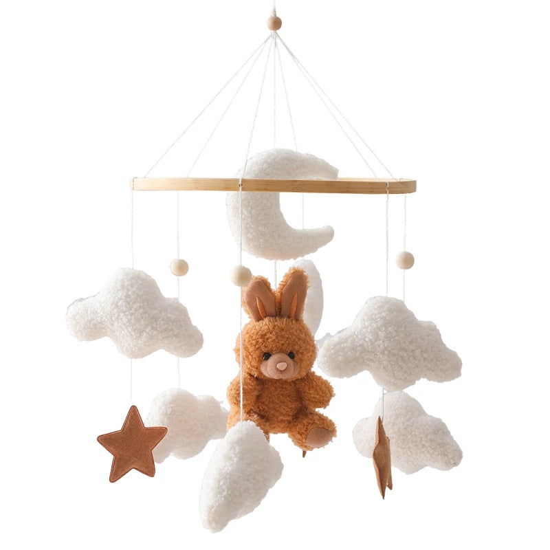 Dreamy Baby Wooden Crib Mobile – Soft Visual & Musical Hanging Toy for Newborns - Kid Zone