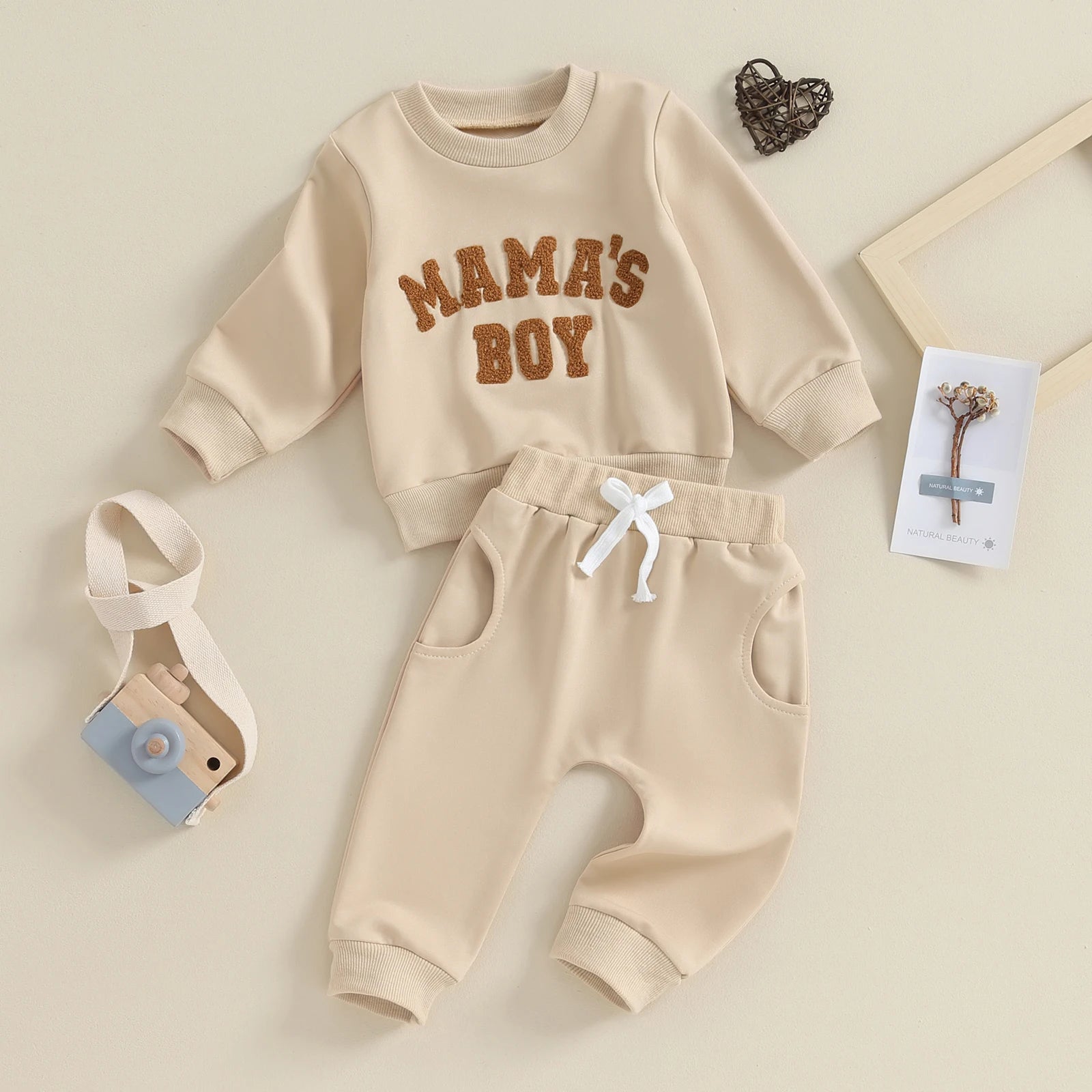 Cool Baby Boy Clothes – Embroidered Sweatshirt & Pocket Pants Set - Kid Zone
