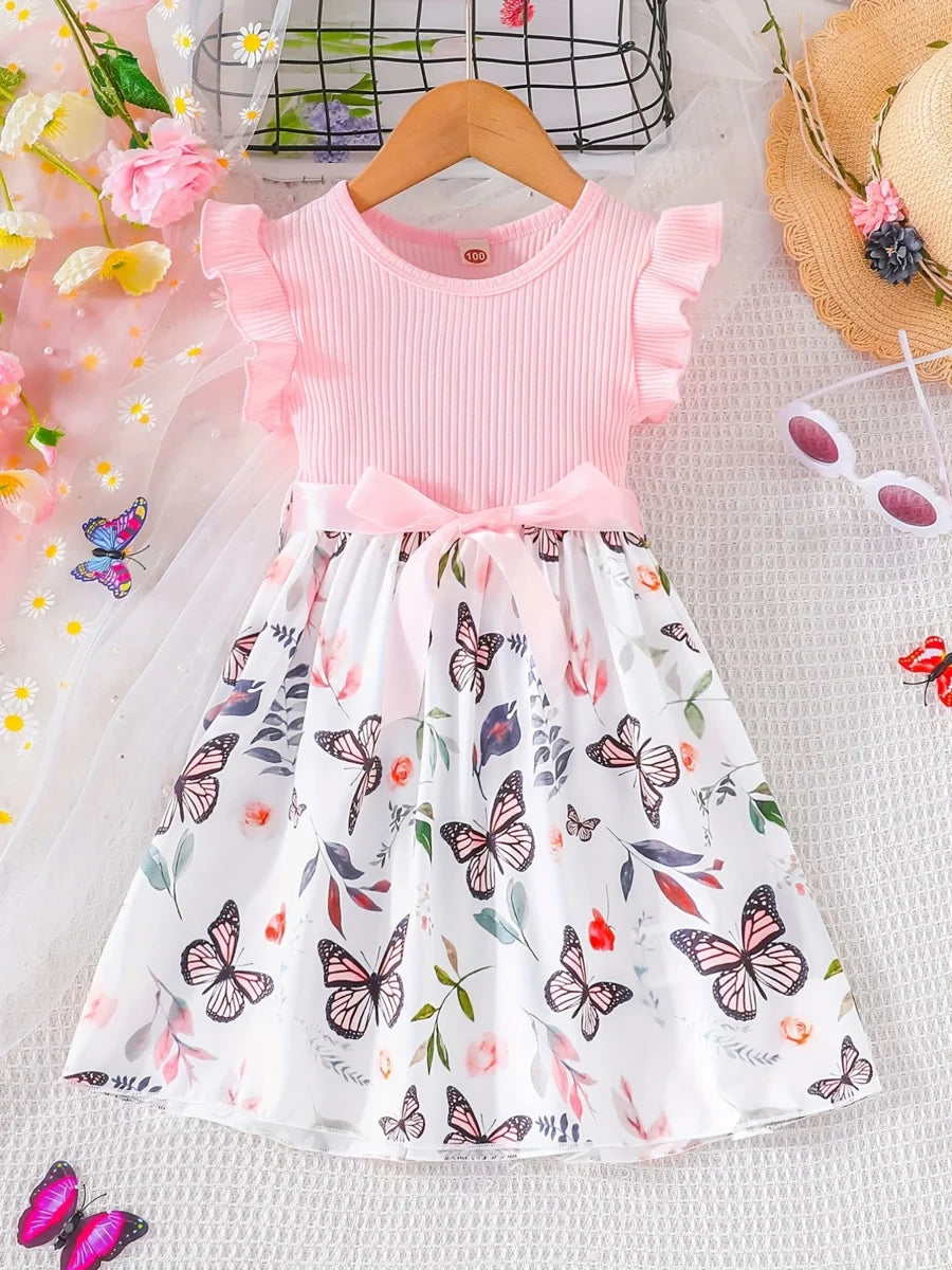 Trendy Baby Girl Clothes – Multicolor Butterfly Dress - Kid Zone