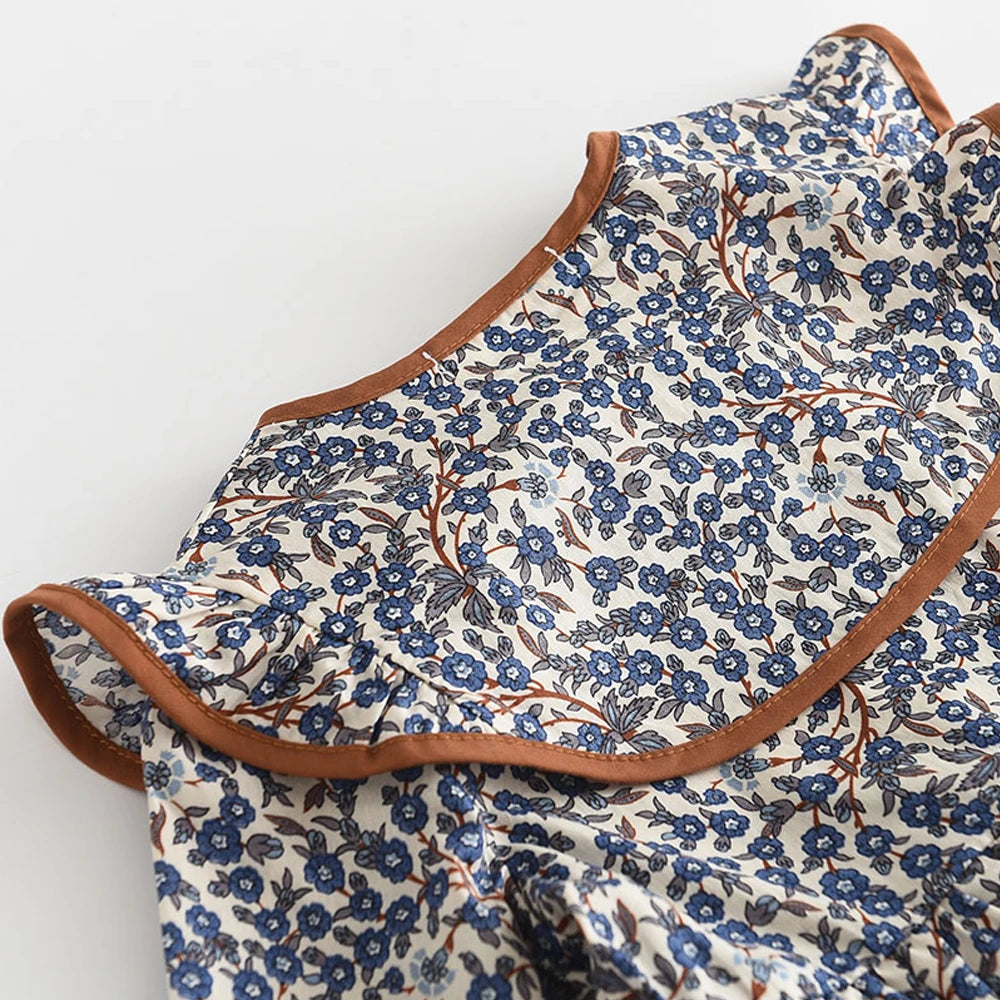 فستان بناتي خريفي بياقة بيتر بان