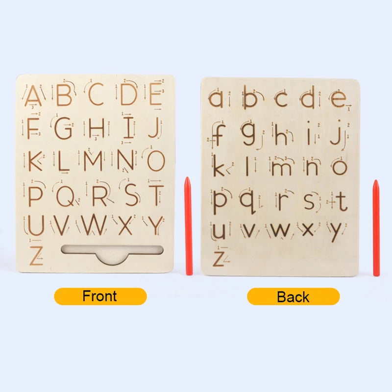 Montessori Wooden Alphabet Tracing Board – Educational Writing & Spelling Learning Toy for Kids - Kid Zone
