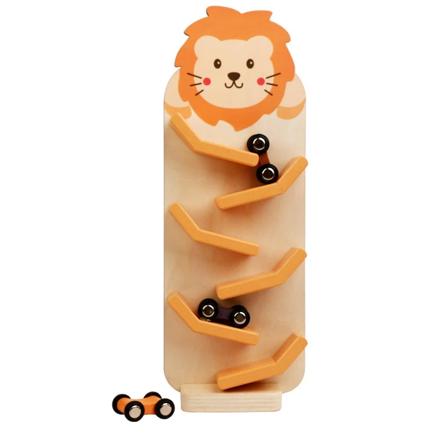 Wooden Car Racing Ramp – Early Learning Slide Track Toy for Kids - Kid Zone