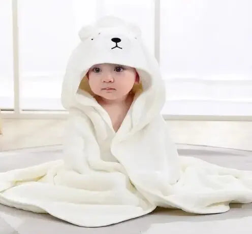 Warm Clothes for Newborn – Soft Coral Fleece Cartoon Baby Bathrobe - Kid Zone