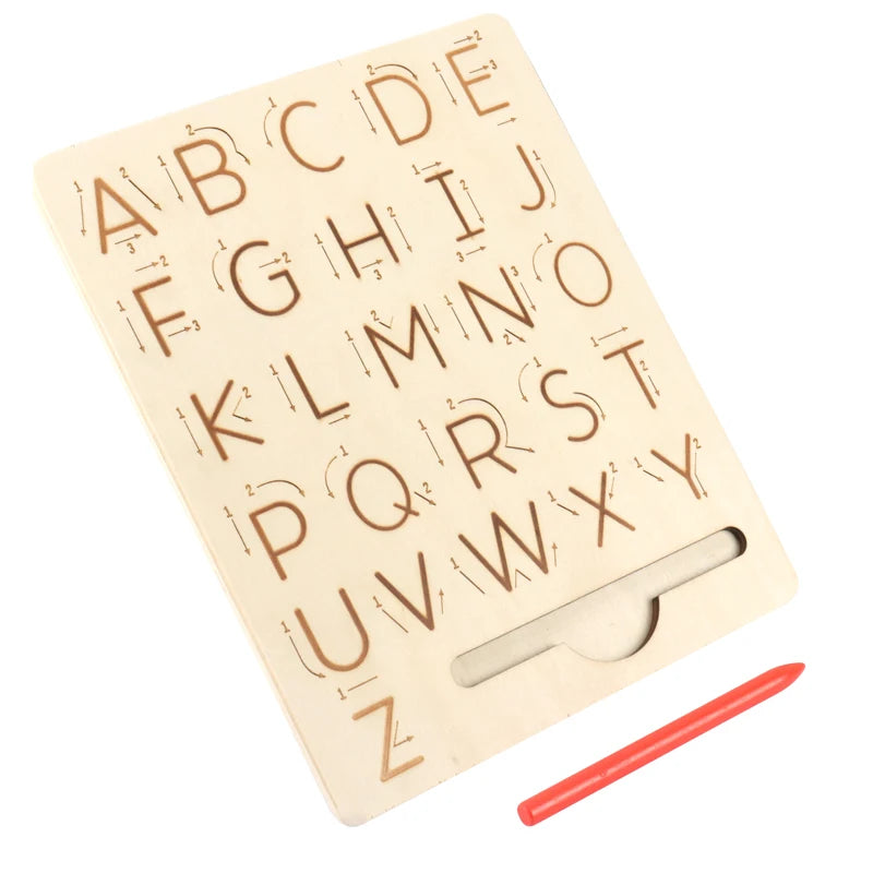 Montessori Wooden Alphabet Tracing Board – Educational Writing & Spelling Learning Toy for Kids - Kid Zone