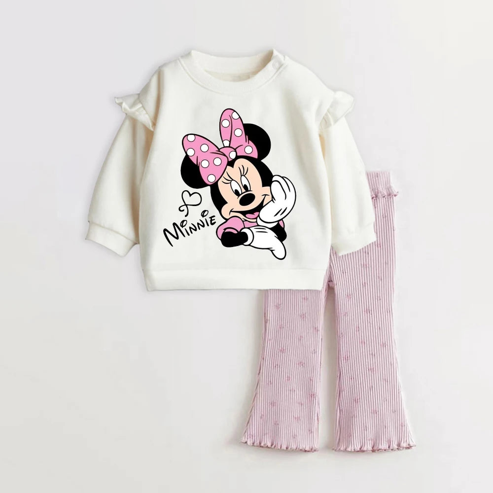 Baby Girl Spring Clothes – Long-Sleeve T-Shirt & Cartoon Leggings Set - Kid Zone