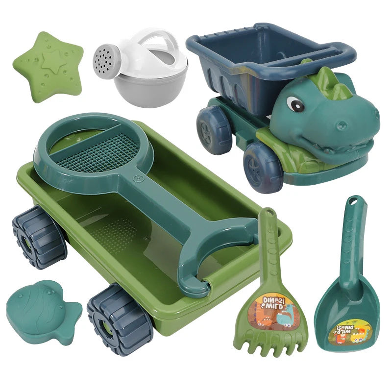 Dinosaur Beach Sand Play Set – Dump Truck, Sand Molds & Digging Tools - Kid Zone