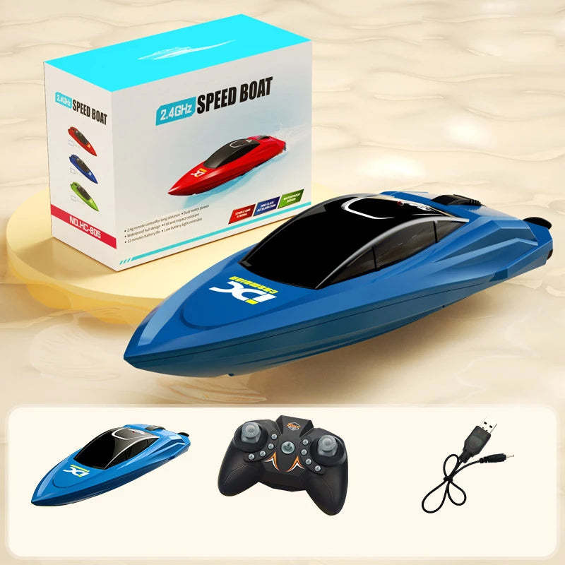 High-Speed RC Mini Racing Boat with LED Lights – Wireless Remote Control Water Toy - Kid Zone