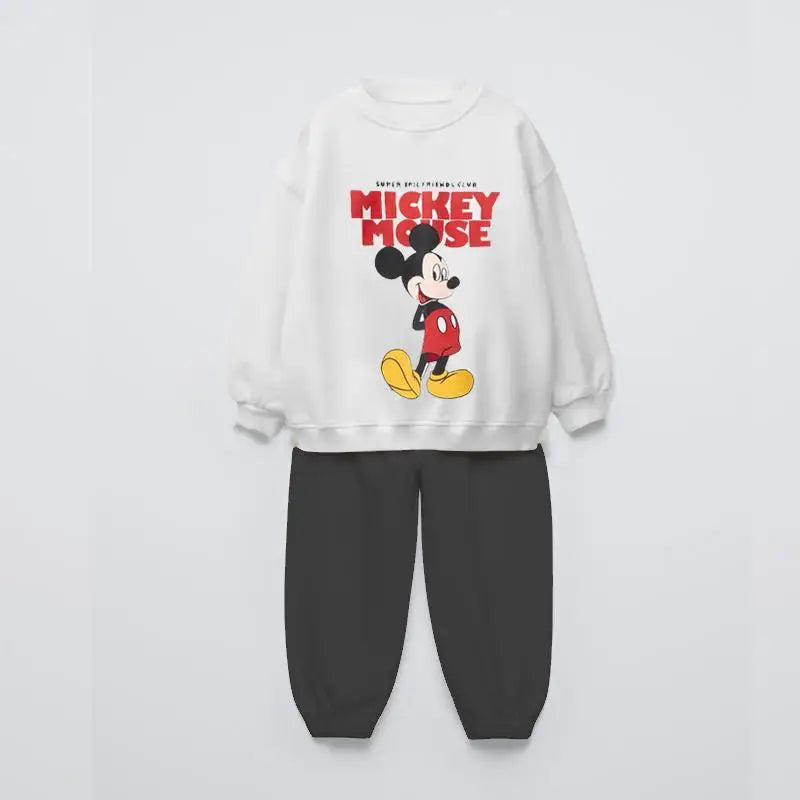 Baby Boy Fall Clothes – MINISO Cartoon Sweatshirt & Solid Pants Set - Kid Zone